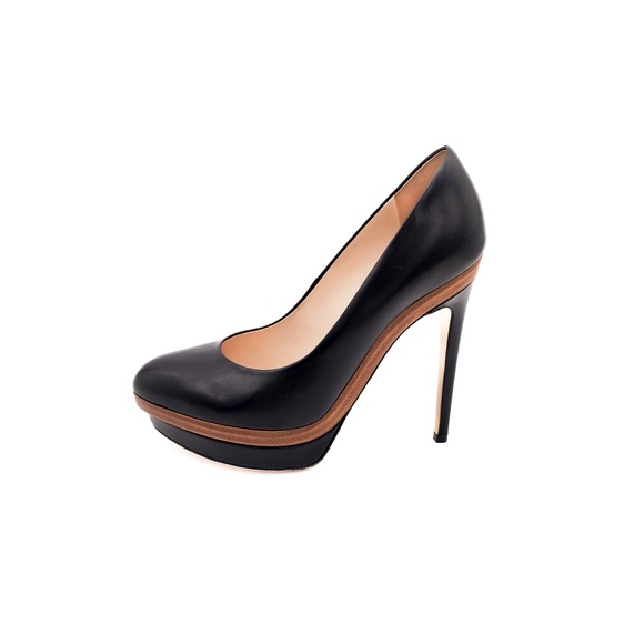 FENDI Black Nappa Leather Platform Pumps Heels EU 38 - Picture 4 of 10